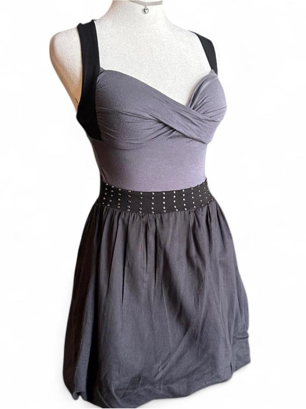 Metropark Black & Gray Sleeveless Twist-Front Mini Dress